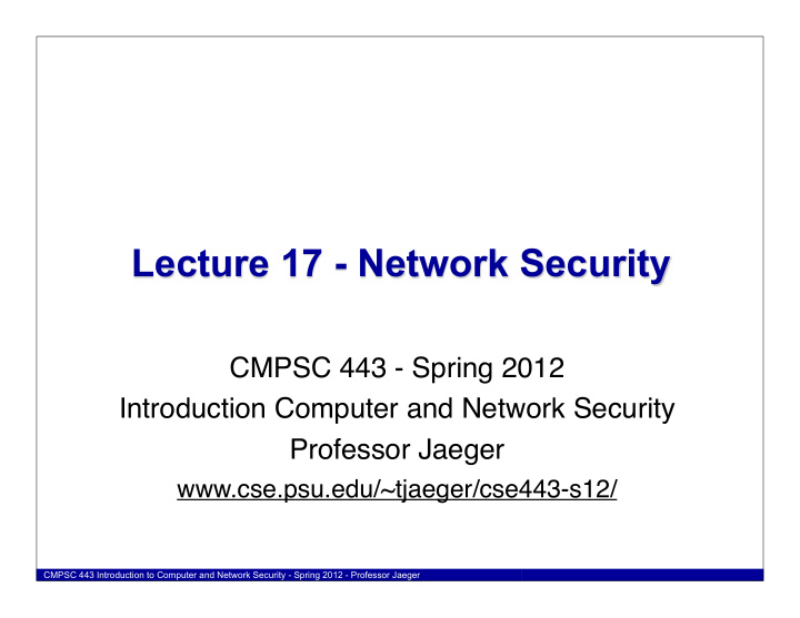 lecture 17 network security