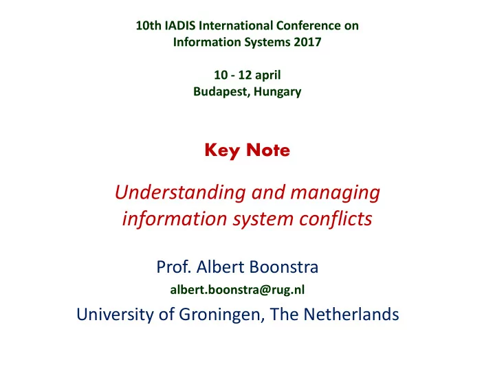understanding and managing information system conflicts