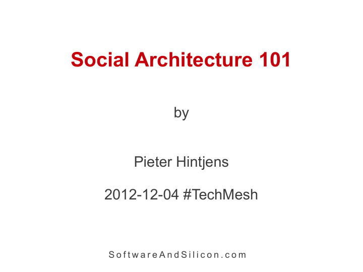 social architecture 101
