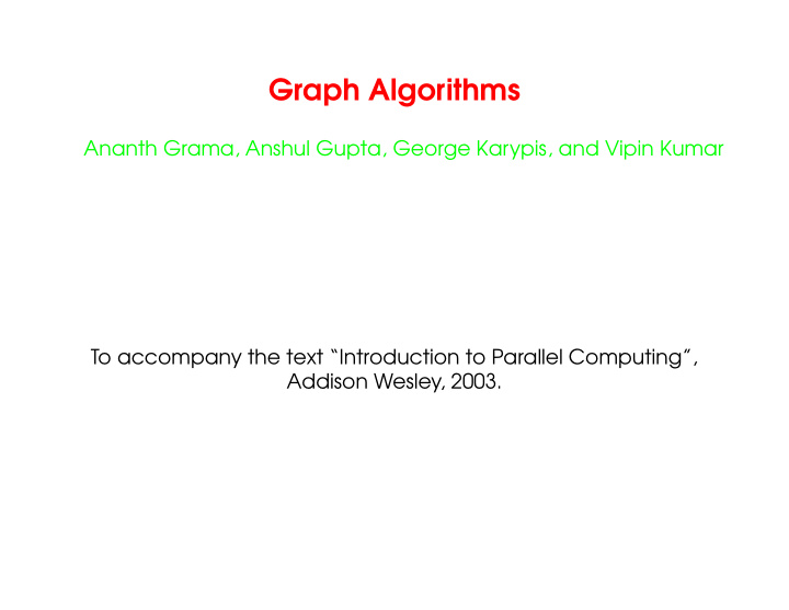 graph algorithms