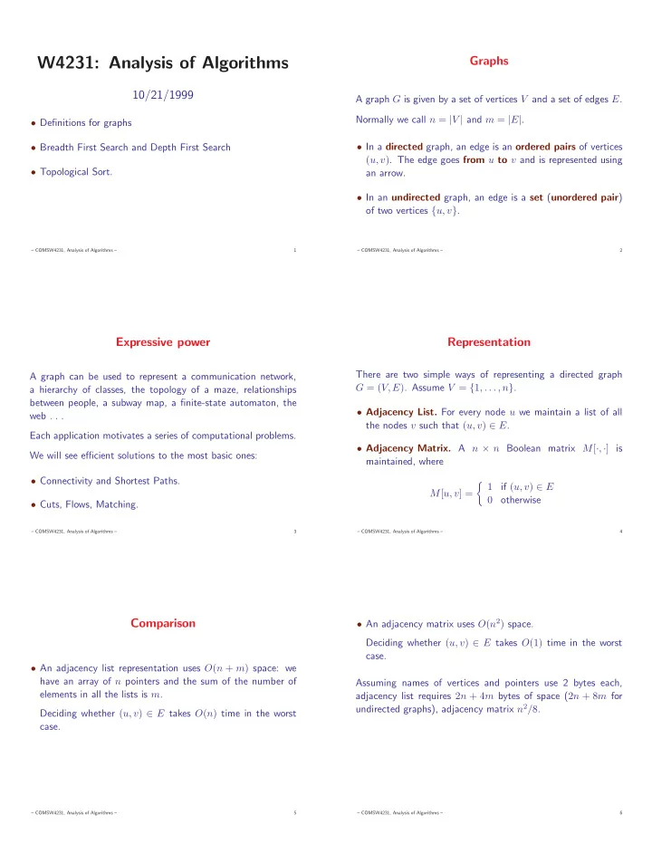 w4231 analysis of algorithms