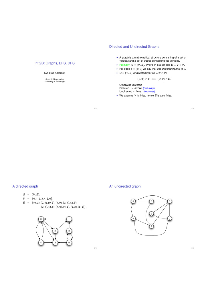 directed and undirected graphs