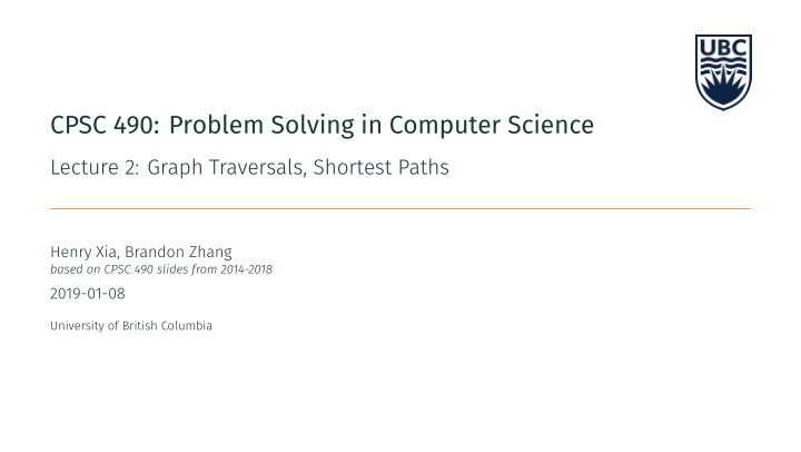 cpsc 490 problem solving in computer science