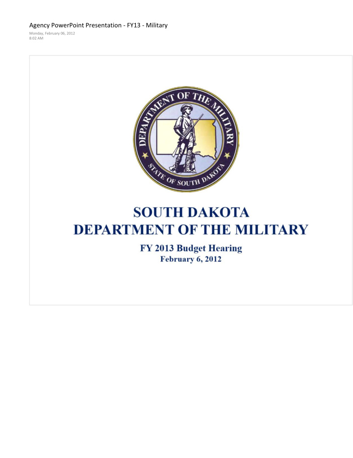 south dakota department of the military