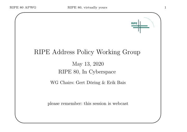 ripe address policy working group