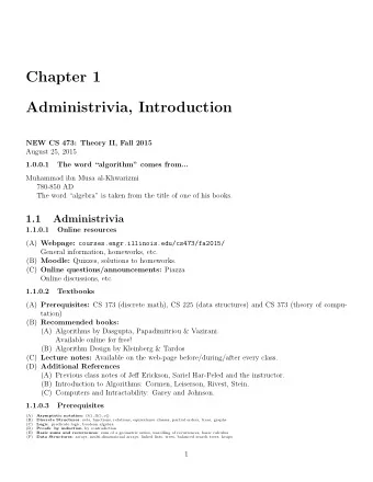 Chapter 1  Administrivia, Introduction  NEW CS 473: Theory II, Fall 2015  August 25, 2015  1.0.0.1