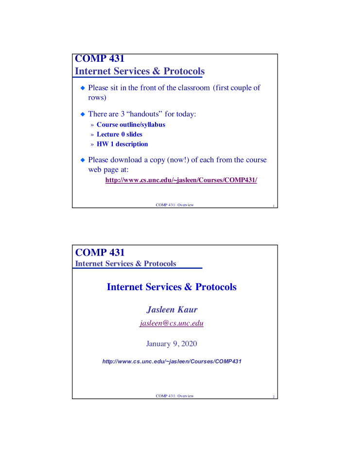 comp 431 internet services protocols