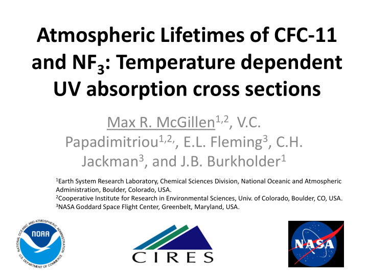 atmospheric lifetimes of cfc 11 and nf 3 temperature
