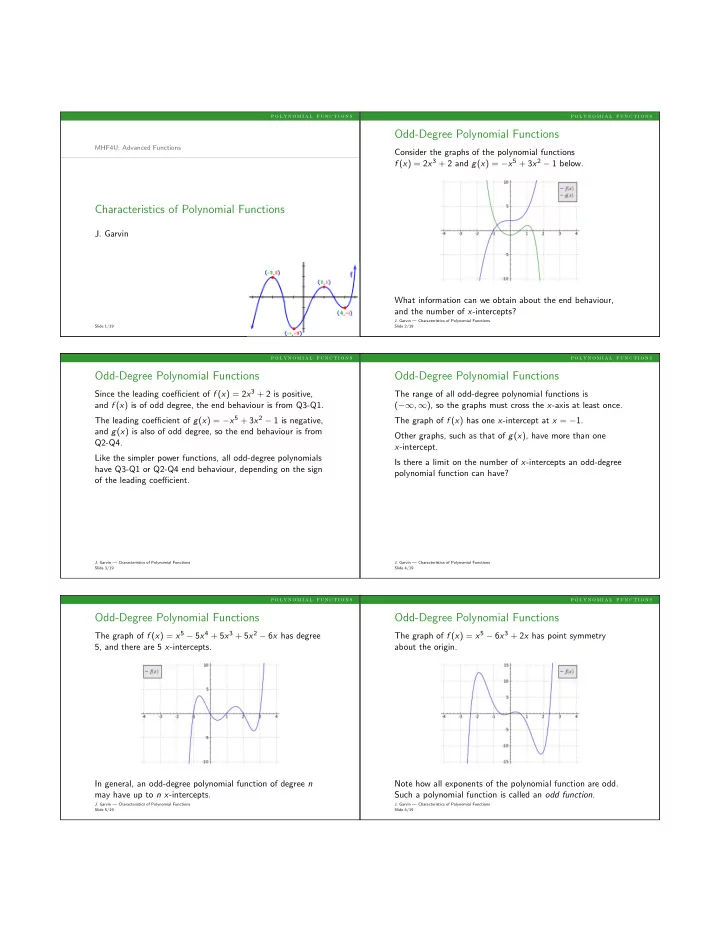 odd degree polynomial functions