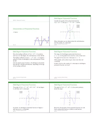 Odd-Degree Polynomial Functions  MHF4U: Advanced Functions  Consider the graphs of the polynomial