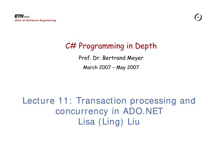 lecture 11 transaction processing and concurrency in ado