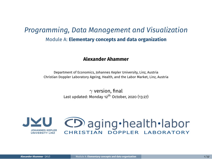 programming data management and visualization