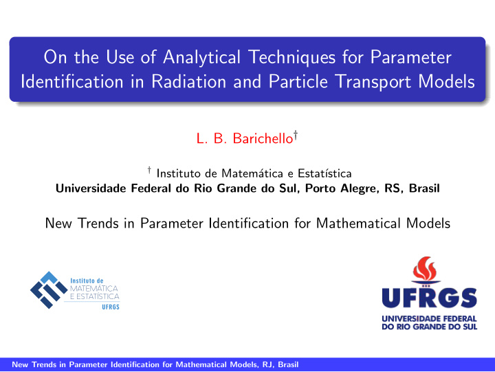 on the use of analytical techniques for parameter