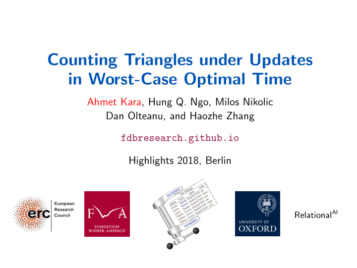 counting triangles under updates in worst case optimal