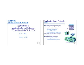 Applications &amp;  transport  Example client/server systems and  network  their
