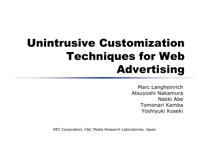 unintrusive customization techniques for web advertising