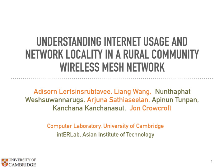 understanding internet usage and network locality in a