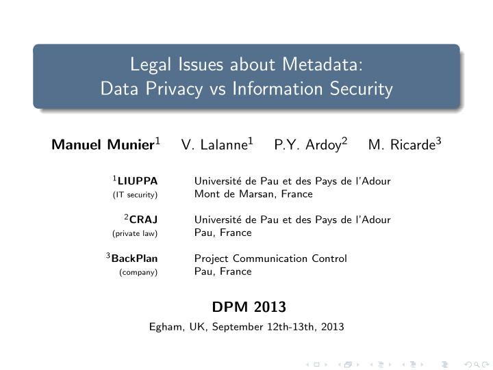 legal issues about metadata data privacy vs information