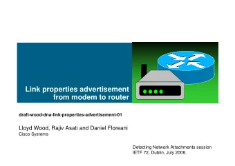 Link properties advertisement  from modem to router