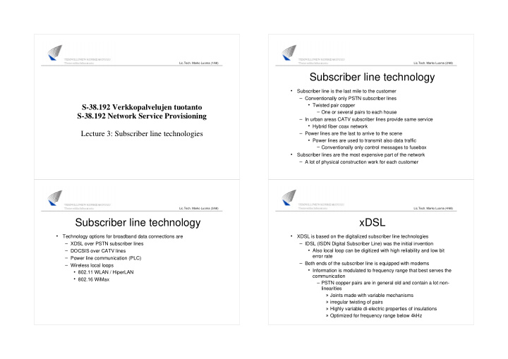 subscriber line technology