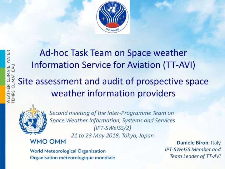 ad hoc task team on space weather information service for