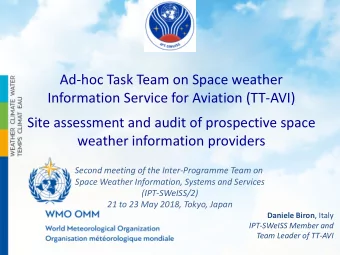 Ad-hoc Task Team on Space weather  Information Service for Aviation (TT-AVI)  Site assessment and