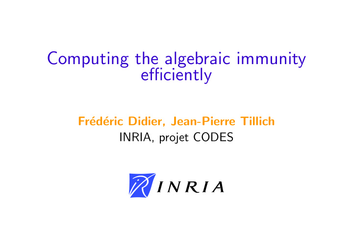 computing the algebraic immunity efficiently
