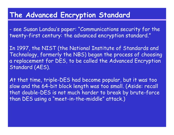 the advanced encryption standard
