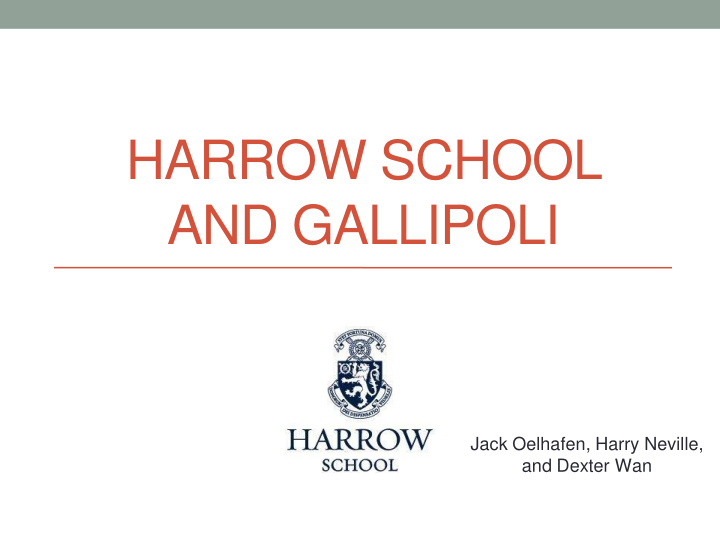harrow school and gallipoli