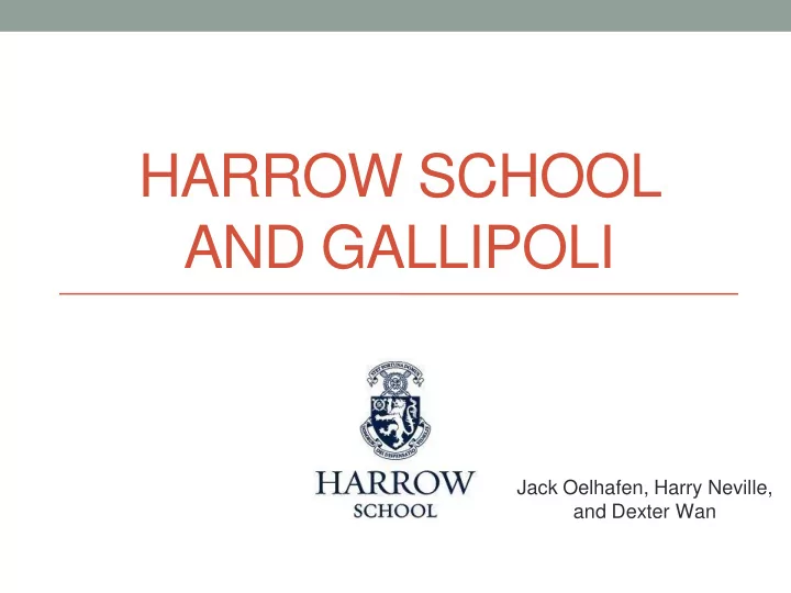 harrow school and gallipoli