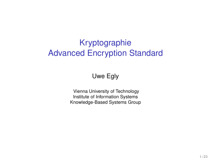 kryptographie advanced encryption standard