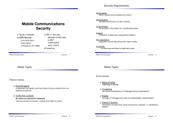 Mobile Communications  Mobile Communications  Confidentiality  Security  No access to information