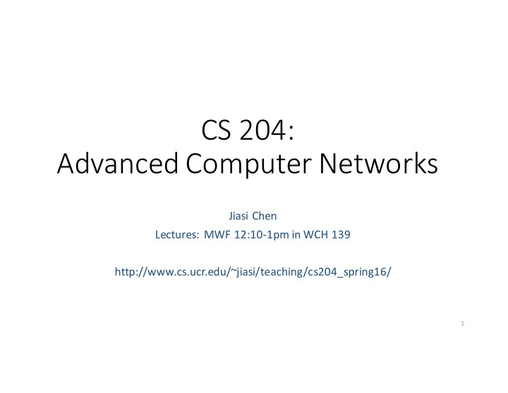 cs 204 advanced computer networks