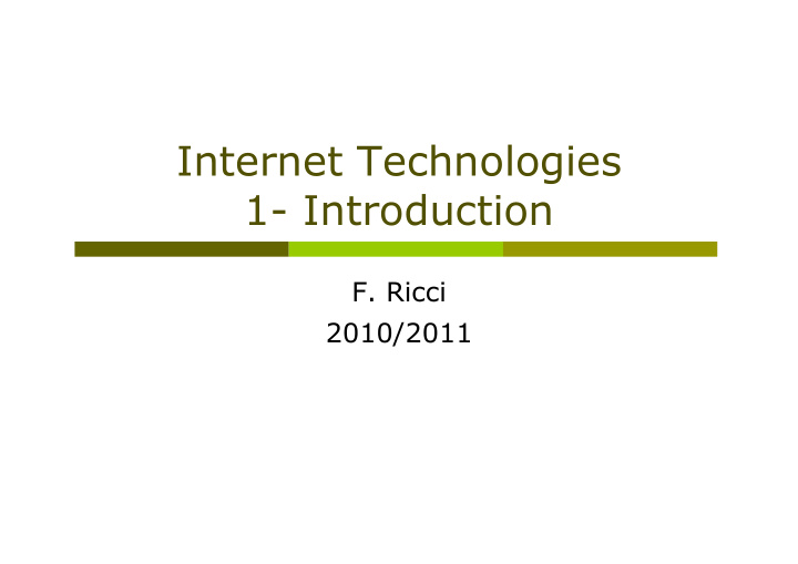 internet technologies 1 introduction