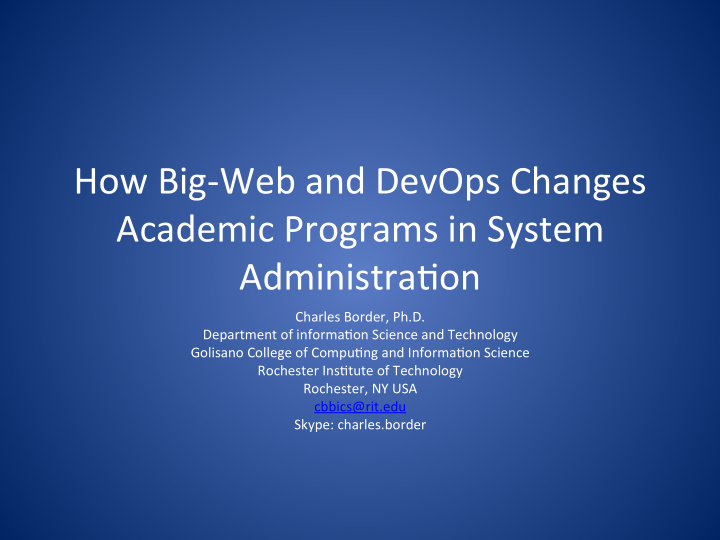 how big web and devops changes academic programs in