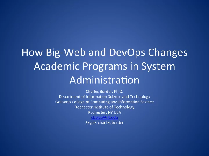 how big web and devops changes academic programs in