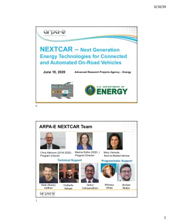 ARPA-Es Mission Mission: To overcome long-term and high-risk technological barriers in  the