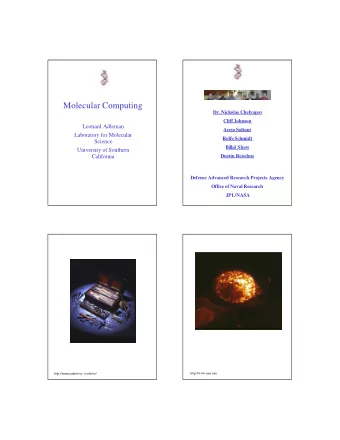 Molecular Computing  Dr. Nickolas Chelyapov  Cliff Johnson  Leonard Adleman  Areio Soltani