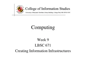 Computing  Week 9  LBSC 671  Creating Information Infrastructures  Muddiest Points   BIBFRAME