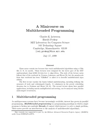 A  Minicourse  on  Multithreaded  Programming  Charles  E  Leiserson  Harald  Prok  op  MIT  Lab