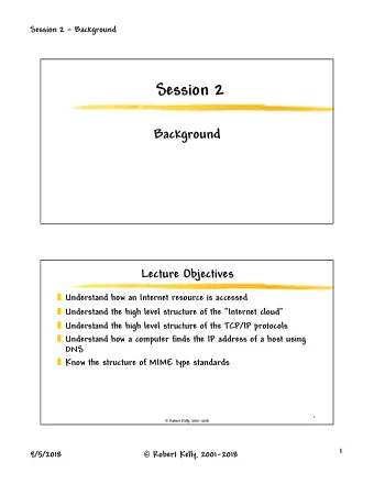 Session 2  Background  Lecture Objectives  Understand how an Internet resource is accessed
