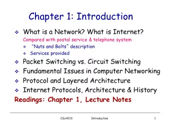 Chapter 1: Introduction  What is a Network? What is Internet?  Compared with postal service