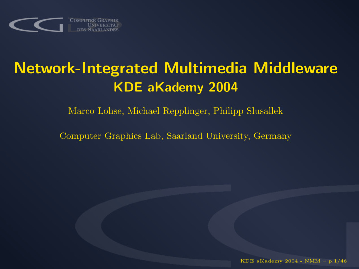 network integrated multimedia middleware