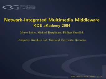 Network-Integrated Multimedia Middleware  KDE aKademy 2004  Marco Lohse, Michael Repplinger,