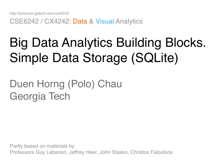 big data analytics building blocks simple data storage