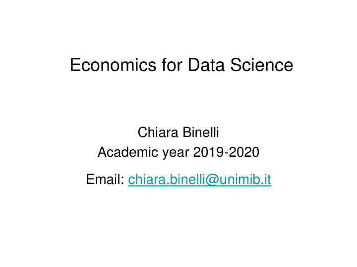 economics for data science