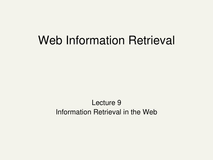 web information retrieval