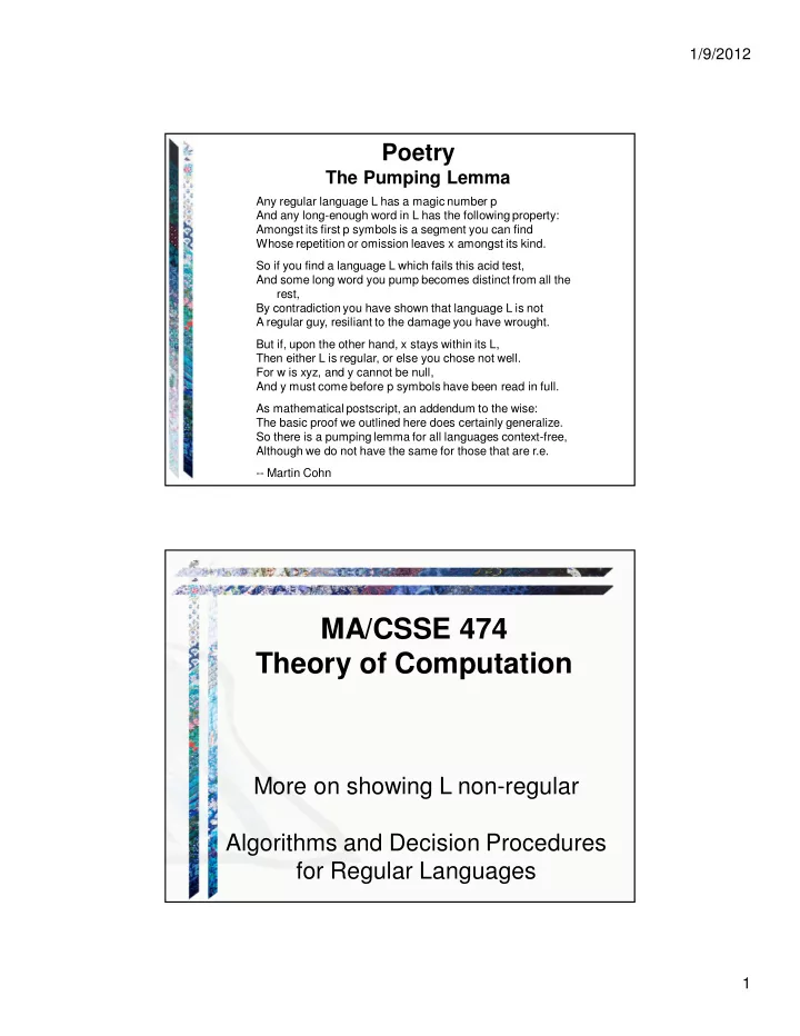 ma csse 474 theory of computation