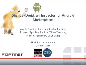 SherlockDroid, an Inspector for Android  Marketplaces  Axelle Apvrille - FortiGuard Labs, Fortinet