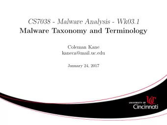 CS7038 - Malware Analysis - Wk03.1  Malware Taxonomy and Terminology  Coleman Kane